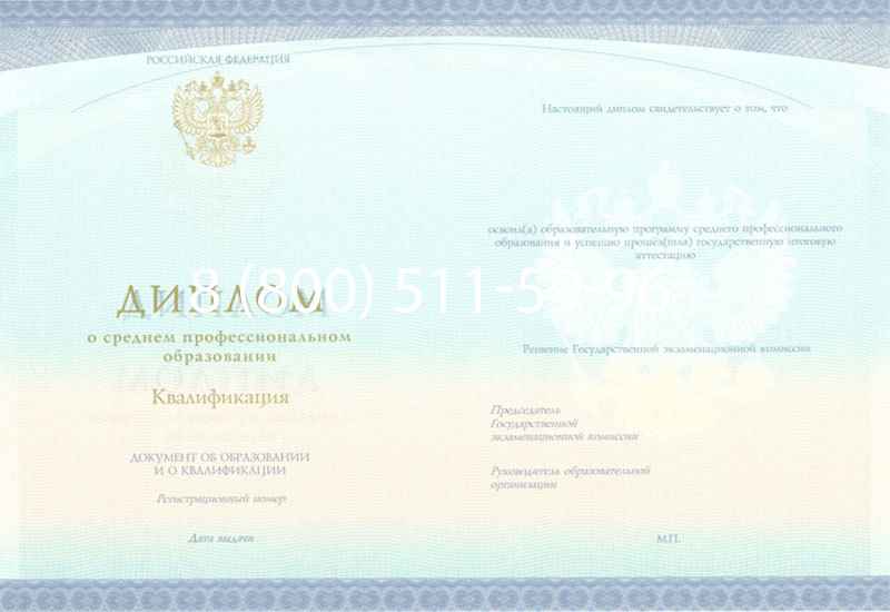 Купить Диплом техникума (Спецбланк) 2014-2026 года в Перми